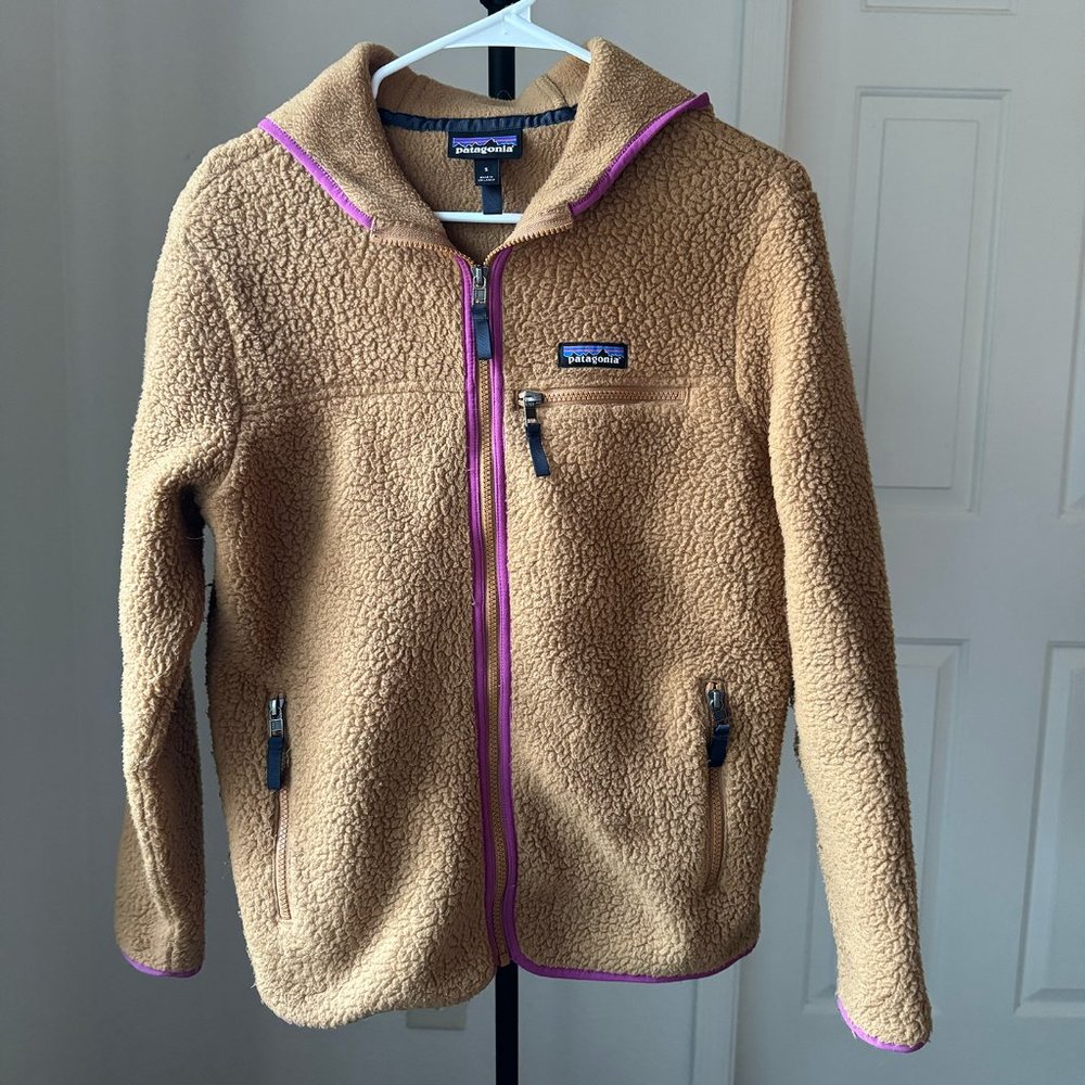Patagonia Women's Retro Pile Hoodie Jacket, Nest Brown/Amaranth Pink, Small